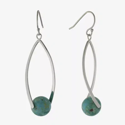 Fine Jewelry Womens Enhanced Blue Turquoise Sterling Silver Drop Earrings In Transparent