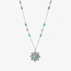 Fine Jewelry Womens Enhanced Blue Turquoise Sterling Silver Flower 18 Inch Pendant Necklace In Transparent
