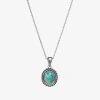 Fine Jewelry Womens Enhanced Blue Turquoise Sterling Silver Oval 18 Inch Pendant Necklace In Transparent