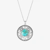 Fine Jewelry Womens Enhanced Blue Turquoise Sterling Silver Round 18 Inch Pendant Necklace In Blue