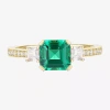 Fine Jewelry Womens Gemstone 14k Gold Over Silver Halo Delicate Cocktail Ring In Green
