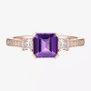 Fine Jewelry Womens Gemstone 14k Gold Over Silver Halo Delicate Cocktail Ring In Purple