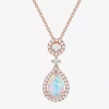 Fine Jewelry Womens Gemstone 14k Rose Gold Over Silver Pear Pendant Necklace In Multi