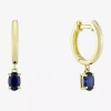 Fine Jewelry Womens Gemstone 14k Vermeil 22.5mm Oval Hoop Earrings In Blue