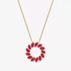 Fine Jewelry Womens Gemstone 18k Gold Over Silver Circle Pendant Necklace In Red