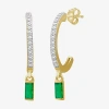 Fine Jewelry Womens Gemstone & 1/4 Ct. T.w. Natural Diamond 10k Gold Drop Earrings In Green