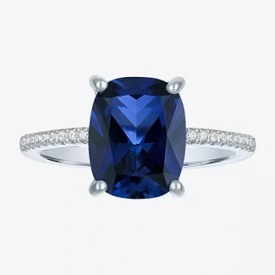 Fine Jewelry Womens Gemstone & 1/5 Ct. T.w. Lab-grown Diamonds 14k Gold Over Silver Sterling Silver Cushion Side 