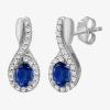 Fine Jewelry Womens Gemstone & 1/6 Ct. T.w. Natural Diamond 10k Gold Oval Drop Earrings