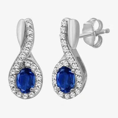 Fine Jewelry Womens Gemstone & 1/6 Ct. T.w. Natural Diamond 10k Gold Oval Drop Earrings