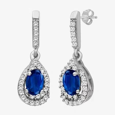 Fine Jewelry Womens Gemstone & 1/6 Ct. T.w. Natural Diamond 10k Gold Oval Drop Earrings