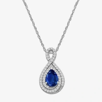 Fine Jewelry Womens Gemstone & 1/6 Ct. T.w. Natural Diamond 10k Gold Pear 18 Inch Pendant Necklace