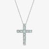 Fine Jewelry Womens Gemstone Sterling Silver Cross Pendant Necklace In Blue