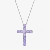 Fine Jewelry Womens Gemstone Sterling Silver Cross Pendant Necklace In Purple