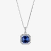 Fine Jewelry Womens Gemstone Sterling Silver Cushion Pendant Necklace In Blue