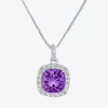 Fine Jewelry Womens Gemstone Sterling Silver Cushion Pendant Necklace In Purple