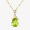 Fine Jewelry Womens Gemstone Sterling Silver Or 14k Gold Over Silver Pear Pendant Necklace In Green