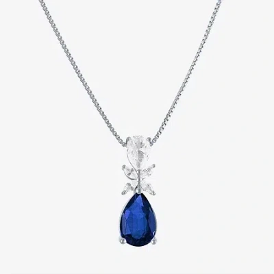 Fine Jewelry Womens Gemstone Sterling Silver Pear Pendant Necklace In Blue