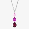 Fine Jewelry Womens Gemstone Sterling Silver Pear Pendant Necklace In Red