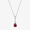 Fine Jewelry Womens Gemstone Sterling Silver Pear Pendant Necklace In Red