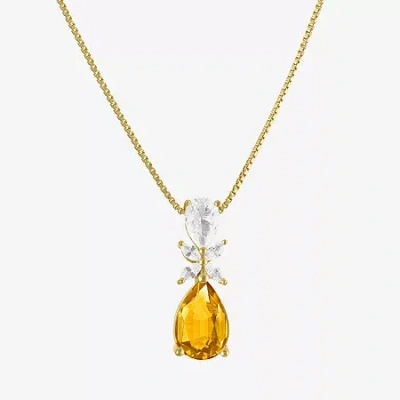 Fine Jewelry Womens Gemstone Sterling Silver Pear Pendant Necklace In Yellow