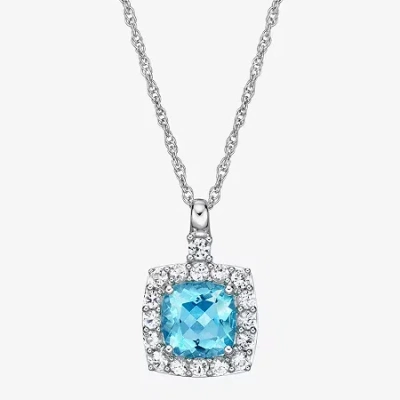 Fine Jewelry Womens Gemstone Sterling Silver Pendant Necklace In Blue