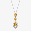 Fine Jewelry Womens Gemstone Sterling Silver Pendant Necklace In Yellow