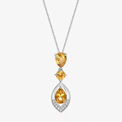 Fine Jewelry Womens Gemstone Sterling Silver Pendant Necklace In Yellow
