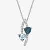 Fine Jewelry Womens Gemstone Sterling Silver Triangle Pendant Necklace In Blue