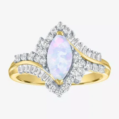 Fine Jewelry Womens Gemstone14k Gold Over Silver Halo Side Stone Cocktail Ring In Multi