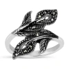 Fine Jewelry Womens Genuine Black Marcasite Sterling Silver Bypass Cocktail Ring In Transparent