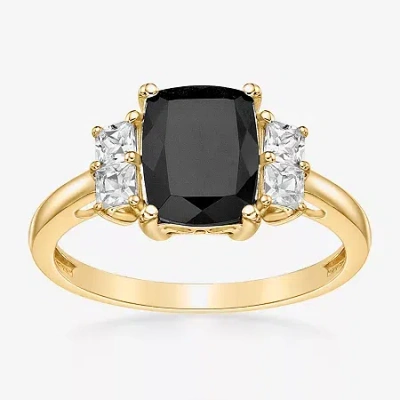 Fine Jewelry Womens Genuine Black Onyx 10k Gold Cushion Cocktail Ring In Transparent
