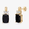 Fine Jewelry Womens Genuine Black Onyx 10k Gold Cushion Drop Earrings In Transparent