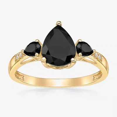 Fine Jewelry Womens Genuine Black Onyx 10k Gold Pear Cocktail Ring In Transparent