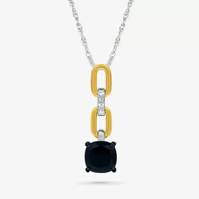 Fine Jewelry Womens Genuine Black Onyx 10k Gold Sterling Silver Cushion 18 Inch Pendant Necklace In Transparent