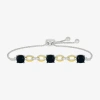 Fine Jewelry Womens Genuine Black Onyx 10k Gold Sterling Silver Cushion Bolo Bracelet In Transparent