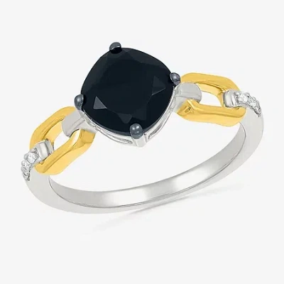 Fine Jewelry Womens Genuine Black Onyx 10k Gold Sterling Silver Cushion Cocktail Ring In Transparent
