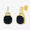 Fine Jewelry Womens Genuine Black Onyx 10k Gold Sterling Silver Cushion Drop Earrings In Transparent