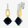 Fine Jewelry Womens Genuine Black Onyx 10k Gold Sterling Silver Cushion Drop Earrings In Transparent