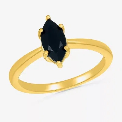 Fine Jewelry Womens Genuine Black Onyx 10k Gold Sterling Silver Marquise Cocktail Ring In Transparent