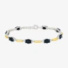 Fine Jewelry Womens Genuine Black Onyx 10k Gold Sterling Silver Oval Tennis Bracelet In Transparent
