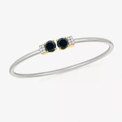 Fine Jewelry Womens Genuine Black Onyx 10k Gold Sterling Silver Round Bangle Bracelet In Transparent