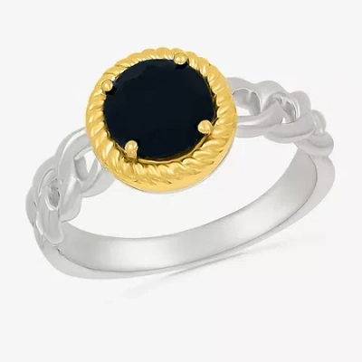 Fine Jewelry Womens Genuine Black Onyx 10k Gold Sterling Silver Round Cocktail Ring In Transparent