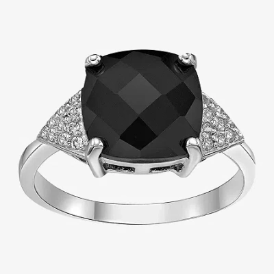 Fine Jewelry Womens Genuine Black Onyx Sterling Silver Cocktail Ring In Transparent