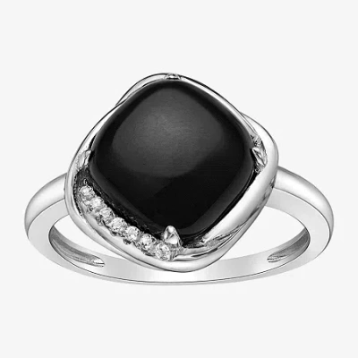 Fine Jewelry Womens Genuine Black Onyx Sterling Silver Cocktail Ring In Transparent