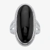 Fine Jewelry Womens Genuine Black Onyx Sterling Silver Cocktail Ring In Transparent