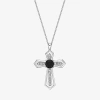 Fine Jewelry Womens Genuine Black Onyx Sterling Silver Cross 18 Inch Pendant Necklace In Transparent