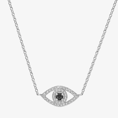 Fine Jewelry Womens Genuine Black Onyx Sterling Silver Evil Eye 18 Inch Pendant Necklace In Transparent