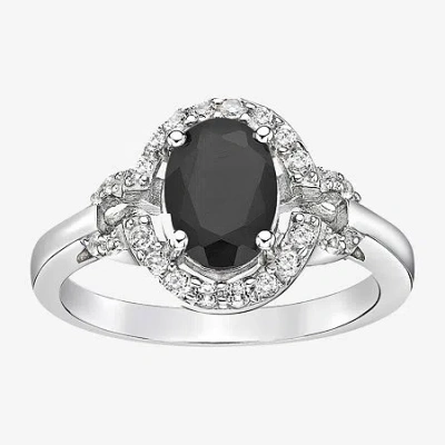 Fine Jewelry Womens Genuine Black Onyx Sterling Silver Halo Cocktail Ring In Transparent