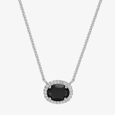 Fine Jewelry Womens Genuine Black Onyx Sterling Silver Oval 18 Inch Pendant Necklace In Transparent