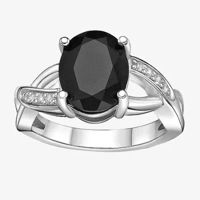 Fine Jewelry Womens Genuine Black Onyx Sterling Silver Oval Cocktail Ring In Transparent